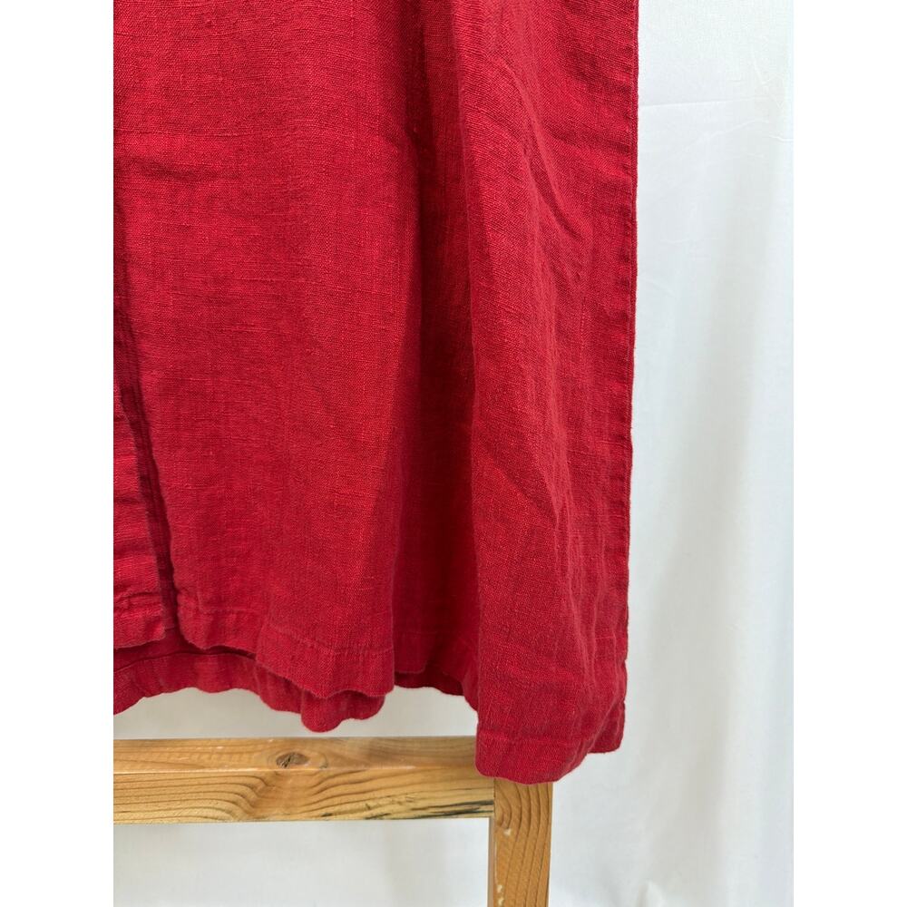 Vintage 90's Norm Thompson Red Linen Back Tie Button Midi Dress Made in USA XL - Picture 5 of 8